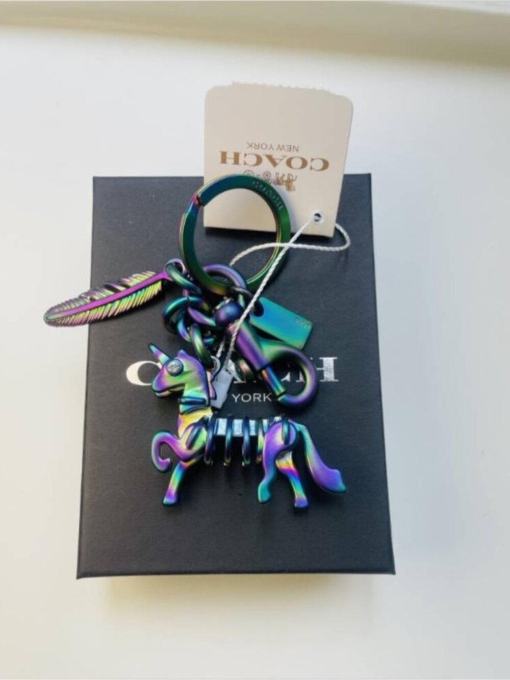 Coach Iridescent Unicorn Keychain & Card Holder Charm - Multicolor